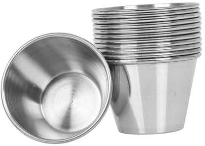 Cabilock 12 Pièces Saucière Petites Tasses À Condiments Rondes En Acier Inoxydable Tasses À Condiments En Métal Trempage Tasses À Condiments