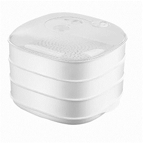 Vaporiera a microonde – Vaporiera quadrata a tre strati per piatti caldi, facile da usare e aggiungere acqua, colore bianco