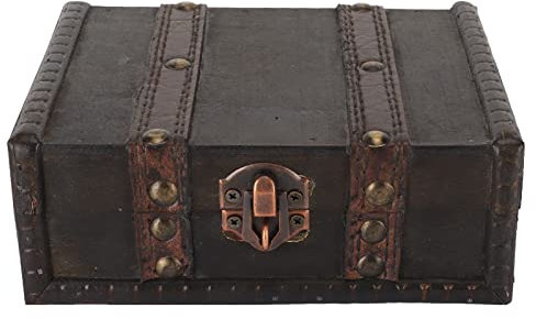 WOOXGEHM Schatztruhe Aus Holz, Vintage, Dekorative Holztruhe mit Schloss, Holzkiste für Schmuck, Armbänder, Ohrringe, Anhänger, Broschen, Haarspangen