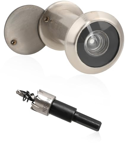 Türspion mit Sichtschutz 200° Weitwinkel Optische Glaslinsen Bohrloch Ø 16mm Spion mit Bohrer Einstellbare Länge Türspion für 35-60mm Dicke Türen