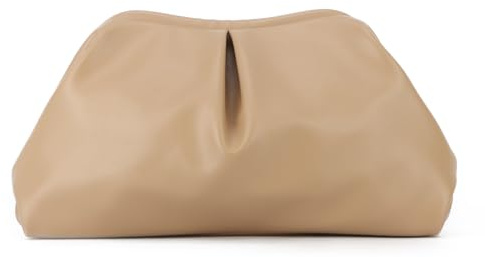 Syrads Bolsos de mano de cuero PU suave para mujer Bolso de noche formal Bolso de mano elegante,Caqui