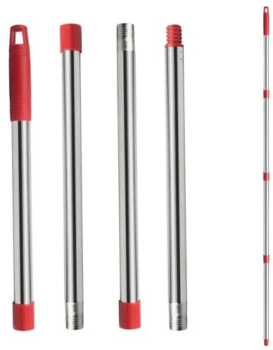 Manche de balai à franges | Manche de rechange | 4 sections à assemblage rapide | Poignée télescopique pour recharges de serpillères pour têtes de balai, serpillères triangulaires et têtes de balai