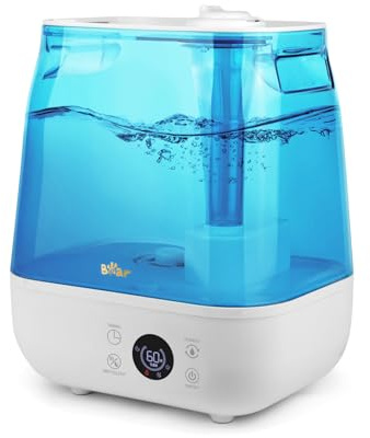 Bear Humidificateur d'air 2025 de 6 l, minuterie, mode sommeil, humidité constante, disque d'arôme, double buse rotative à 360°, 28 dB ultra silencieux, convient aux bébés et aux plantes