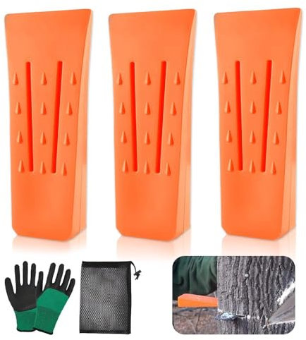 Aoreun Fällkeil, 3 Stück keile kunststoff 6 Zoll, spaltkeil für holz, ABS-Kunststoff Keile, schlagfest Fällheber Forstkeil, zum Baumschneiden Baumkeile Holzscheitkeile für Kettensäge - 15.5*14*5.2cm