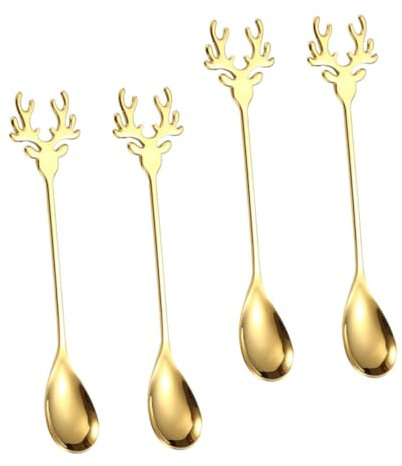 Cabilock 16 Piezas cuchara de alce de dibujos animados cucharas té caliente cuchara para cóctel cucharillas cucharilla de café cuchara de café cucharaditas acero inoxidable 304