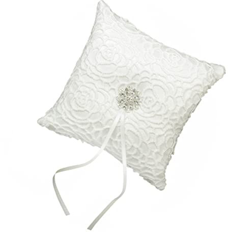 COLLBATH Ringkissen Satin Strass Hochzeit Ringträgerkissen Blumen Ringkissen 15x15cm Hochzeitszeremonie Accessoire