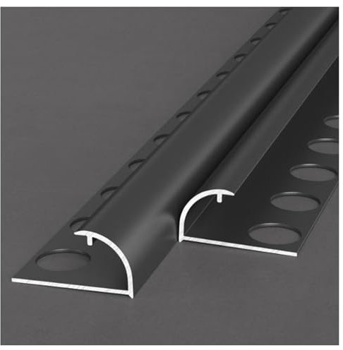 XYUERU Fliesenzierstreifen, Fliesenschiene aus Aluminiumlegierung, Bodenübergangsstreifen, langes 250 cm langes Fugenprofil for Laminat mit Einer Randhöhe von 10,5–12,5 mm(Black,10mm)