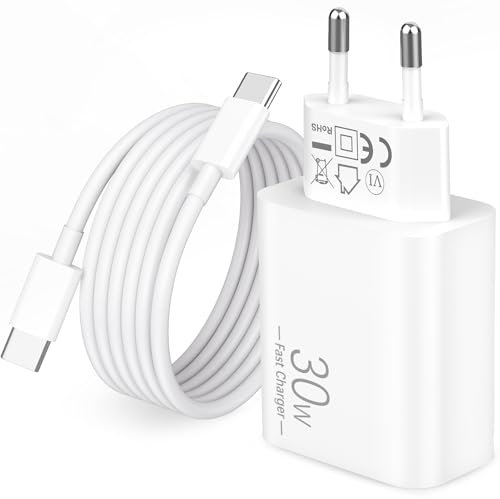 30W Chargeur Rapide pour iPhone 17/Air/16/16e/15 Pro Max Plus, iPad Pro 13/11/12.9, Air 13/11, iPad 10/11/A16, USB C PD Adaptateur Type C Charge Secteur Prise USB avec 2M Câble USBC