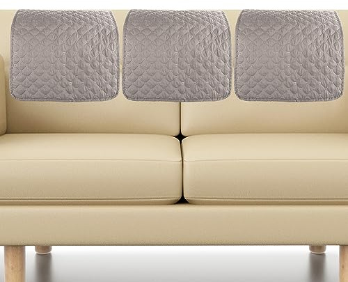 Foppla Set mit 3 strapazierfähigen, weichen Polyester-Kopfstützenbezügen für Sofas (Hellgrau)