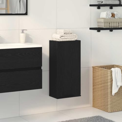 Brokky 862095 Armadio a Muro Rovere Nero 32x20x67 cm in Legno Multistrato Armadietto Bagno Sospeso da Parete Armadio Mobiletto Salvaspazio,Mobile da Cucina Camera da Letto Lavatrice