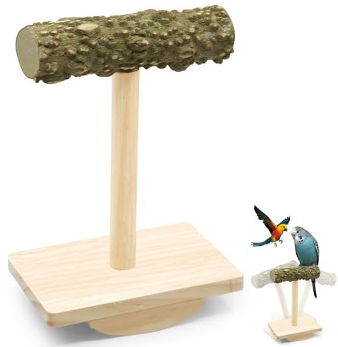 Vogelsitzstangenständer, Spielplatz, Vogelschaukel, Naturholz, Training, Intelligenzbereicherung, Schaukelspielzeug aus Holz, Bogenbasis, Sittiche,Vogel Spielplatz Spiel Vogel Stände Holz Holzfarbe