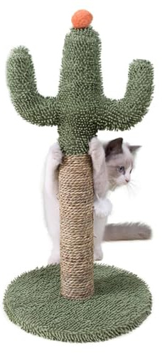 Cactus Cat Tree, Cute Cat Scratcher - Cute Cat Scratch Post - Stable Sisal Nail Slider Kitten Scratching Posts with Interactive Ball for Small Kittens