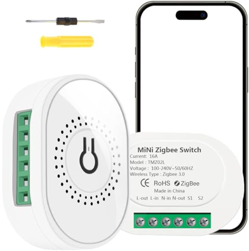 Acmerota Zigbee Smart Schalter WiFi Smart Switch Relay, Lichtschaltermodul, 2-Wege-Steuerung 16A (Neutral+kein Neutral) Kompatibel mit Alexa, Google Home, ZigBee 3.0 Gateway Hub erforderlich