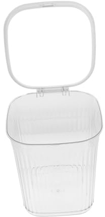 UKCOCO Poubelle Transparente à Rayures Blanches 10L Poubelle en Plastique Solide pour Chambre Salon Salle de Bain Corbeille à Papier Compacte