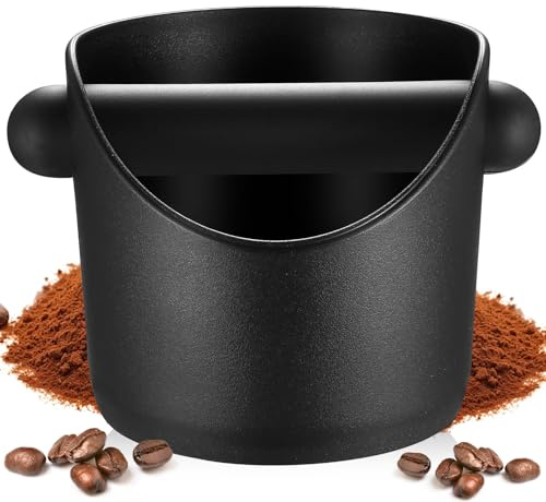 Coffee Knock Box Cafés, Boite à Café, Pot Bac à Marc de Café, Boîte à Marc a Cafe avec Barre de Frappe Amovible pour Barista Accessoire de Machine à Cafés, avec Base Antidérapante (Noir)