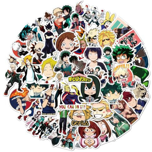 MHA Merch Anime Stickers MHA Midoriya Izuku/Todoroki Shouto/Uraraka Ochako Stickers Decals for Laptop Water Bottle Skateboard Luggage Case Bike Aesthetic Decals Waterproof Vinyl Decoration Gifts