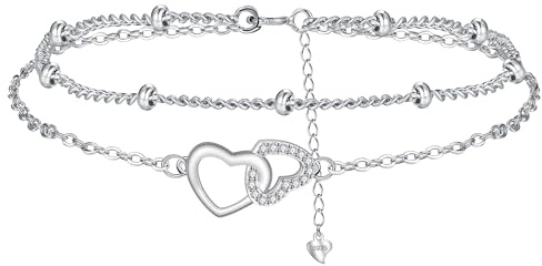 BerriBling Armband Damen 925 Sterling Silber Doppelkette | Kreatives Schmuck für Frauen Geschenk ｜ Hypoallergene ｜ Adjustierbar (16+4cm)