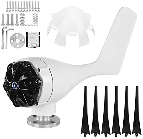 Turbina eolica 100W, generatore a 6 pale, alimentazione ad alta efficienza per le case, lega industriale plastica nera blu 12V 24V 48V (12V)