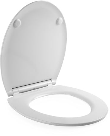 Beldray Anti-Bac Ultra-Slim Toilet Seat – Soft Close Lid, One Touch Button Quick Release, Easy to Fit & Remove, Fits Most Standard Sized Toilets, Seat Size 37.3 x 45.4 cm(w x d), Easy Clean, White