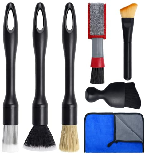 EZVEZS 7 Stück Auto Detailing Pinsel Set,Auto Reinigungspinsel Innenraum | Ultra Weiches Staubpinsel,Autoreinigung Detailingbürste,Reinigungswerkzeuge Pinsel für Armaturenbrett,Zwischenräume,Möbel
