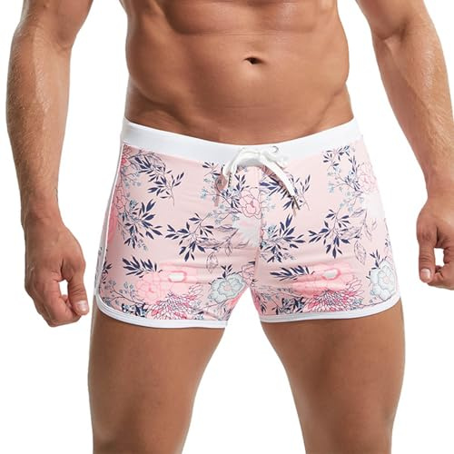 Maillots De Bain Homme Maillot De Bain Homme Piscine Caleçons Short Fleur Vêtements avec Boxer Intégré Rouge Transbronzant String Randonnée Shorty Été Uni Jammer Mini Court Mont Alpin Séchage Rapide