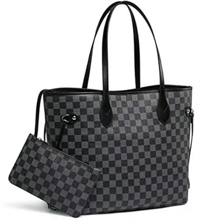 Gyios Borsa a Mano Donna Borse da alla Moda Casual Scozzesi retrò Stile Europeo Americano di Grande capacità-Nero