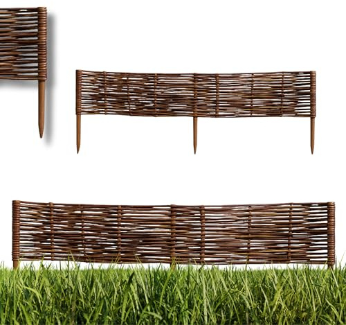 Weide Beeteinfassung - 10m Beetbegrenzung 100x20cm | Beetbegrenzung - Robust Flexibel Weidenzaun | Beeteinfassung - Ideal Beetabgrenzung Aus Weidengeflecht | Beeteinfassungen Weide Rund Garten