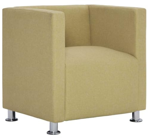 HFXHIJXQ Poltrona a cubo verde, elegante poltrona da cocktail con imbottitura in tessuto e telaio in legno, moderna poltrona imbottita per soggiorno e lounge, comoda poltrona club con gambe cromate