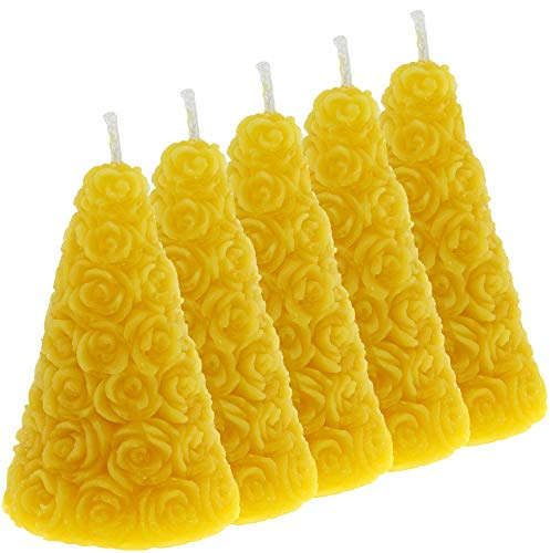 Toms Bienen 5 Kerzen in Form Einer Rosenpyramide aus 100% reinem Bienenwachs
