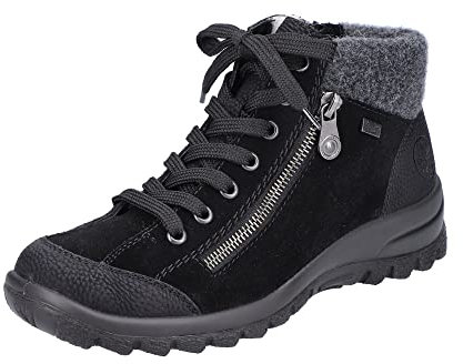 Rieker Damsneakers, skor, high-top-sneakers, dekorativ dragkedja, syntetisk kombination, sport, halvskor, unika, damskor, high-top-sneakers, svart, 41 EU
