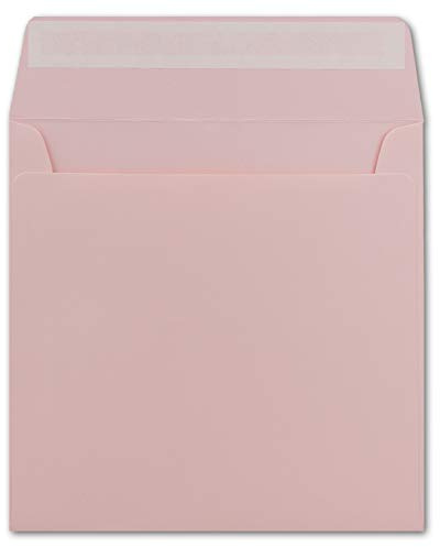 50 Quadratische Brief-Umschläge Rosa - 15,5 x 15,5 cm - 120 g/m² Haftklebung stabile Kuverts ohne Fenster - von Ihrem Glüxx-Agent