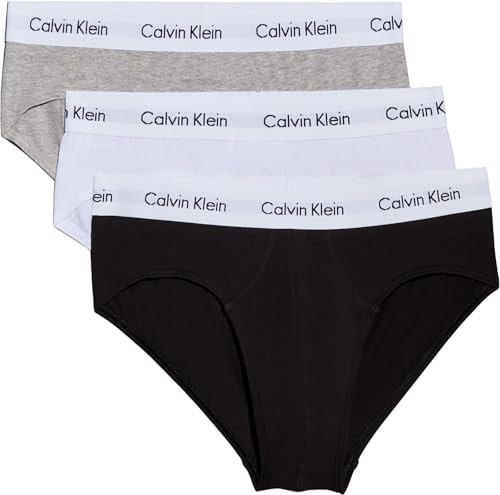 Calvin Klein Uomo Slip Hipster Confezione da 3 Intimo, Multicolore (Black/White/Grey Heather), XS