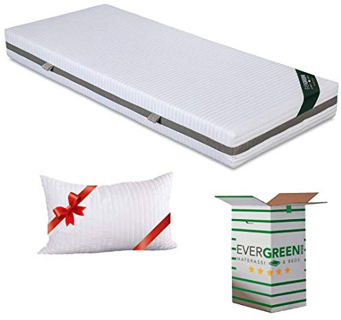 EVERGREENWEB Orthopädische Matratze 85x200 cm 20 Hoch aus Waterfoam + 1 Memory Foam Kissen KOSTENLOS Härtegrad H2/H3 mit Massage-Effekt, Abnehmbarer Waschbarer Bezug, Ideal für alle Betten | Sleepy