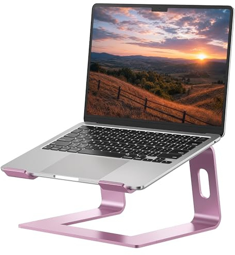 SOUNDANCE Laptop-Ständer, Aluminium-Computer-Erhöhung, ergonomischer Laptop-Ständer für den Schreibtisch, Metall-Halterung, kompatibel mit 10 bis 15,6 Zoll Notebook-Computern, Rosa