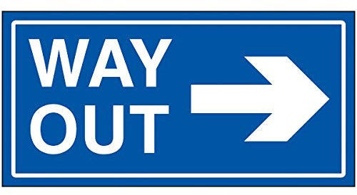 V Safety Way Out Arrow Right Sign - 300x150mm - Blue Rigid Plastic