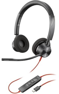 Plantronics Blackwire 3320 USB-A (Poly) – Casque filaire double oreille (stéréo) avec micro perche – USB-A pour se connecter à votre PC et/ou Mac – Fonctionne avec les équipes, Zoom, et plus