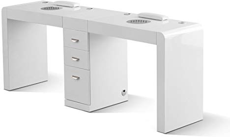 Infinity Double Manicure Table Nail Station with Dust Collector Fan Beauty Desk