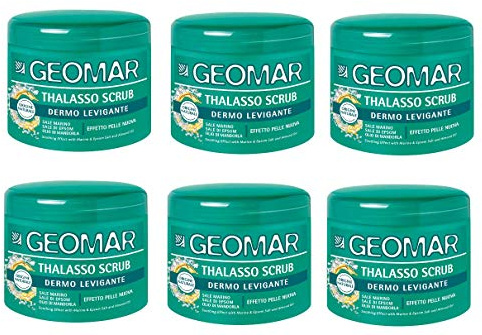 GEOMAR | Dermolevigante Thalasso Peeling, Effekt wie neue Haut, Mit Meersalz, Epsom-Salz und Mandelöl, Made in Italy, 6 x 600 g