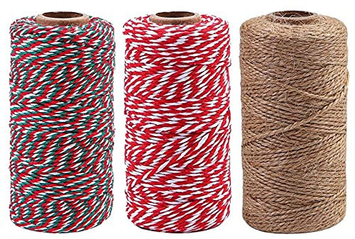 2mm x 100m Handgemachte Wolle Rot Und Weiß Schnur Geeignet Für Gartenarbeit DIY Heimtextilien Faden Seil Handwerk Baumwollseil #YL10-USA,Multicolor