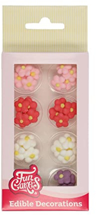 FunCakes Sugar Decorations Little Flowers: Ready to Use for Cake Decoration, Perfect for Cupcakes, Muffins and more, Glutenfree certified, Set/32,Mix,6