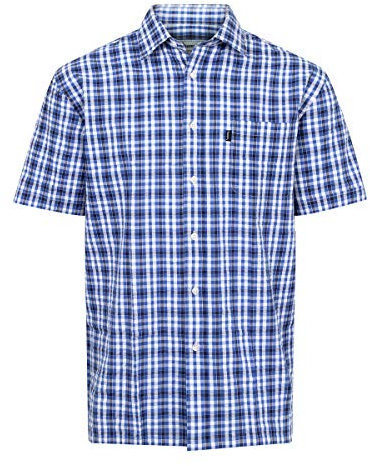 Champion Mens Croyde Seersucker Casual Short Sleeve Shirt - Blue - M