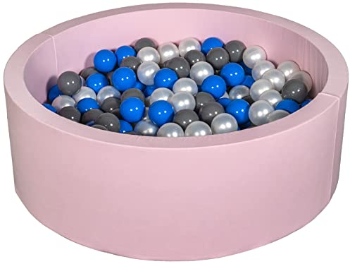 Velinda Bällebad Ballpool Kugelbad Bällchenbad Bällchenpool Kinder-Pool+200 Bällen rosa (Farbe der Bälle: perlweiß, blau, grau)
