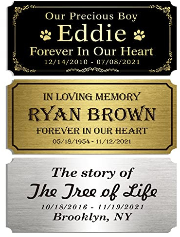 Custom Name plate, Size: 4W x 2H, Personalized Plaque for Doors, Urns, Gold Solid Brass Name Tags with Adhesive Backing or Holes