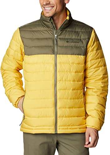 Columbia Powder Lite Jacket Chaqueta acolchada Hombre, Golden Nugget/Stone Green, L