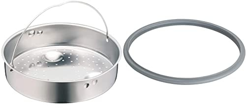 WMF Schnellkochtopf-Zubehör, Dampfer-Einsatz gelocht, 5,8 cm, für Schnellkochtöpfe 3,0-8,5l, Cromargan Edelstahl, spülmaschinengeeignet & Ersatzteil Dichtungsring 22 cm Bunt