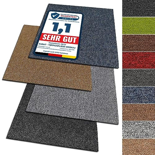 KARAT | Moscou | Dalle Moquette bouclée 50X50 | Moquette autoplombante pour Salon, Chambre, Bureau | revêtement de Sol | Marron foncé, 24 Pièces | 6m²