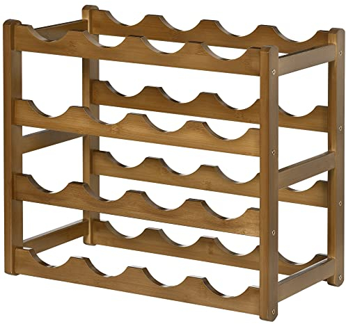 HOMCOM Range-Bouteilles casier Porte-Bouteilles en Bois de Bambou 4 Niveaux 16 Bouteilles - 43 x 23,5 x 38 cm Marron