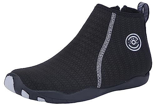 JiuQing Scarpe da Sub Uomo Donna Surf Beach Stivali da Acqua Zip Quick Dry High Top Fitness Scarpe A Piedi Nudi,Nero,42 EU