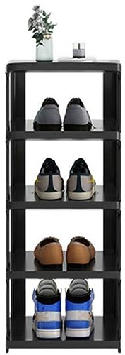 UMMEI Schuhregal Schmal Und Hoch,Klein Schuhregal Outdoor Platzsparende Schuhschrank Flur,Schuhorganizer Kunststoff,Stapeln Schuhe Shoes Rack Wandkante Schlafzimmer,Schwarz,23.6in