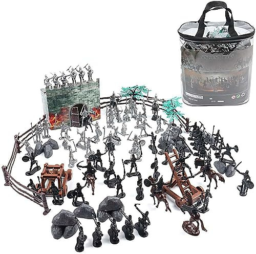 Uposao 120 Stück Spielzeug Soldaten Figuren Ritter Spielzeug Militär Spielset mit Ritter Figuren Soldaten Leiter Schlachtfeldzubehör für Kinder Jungen